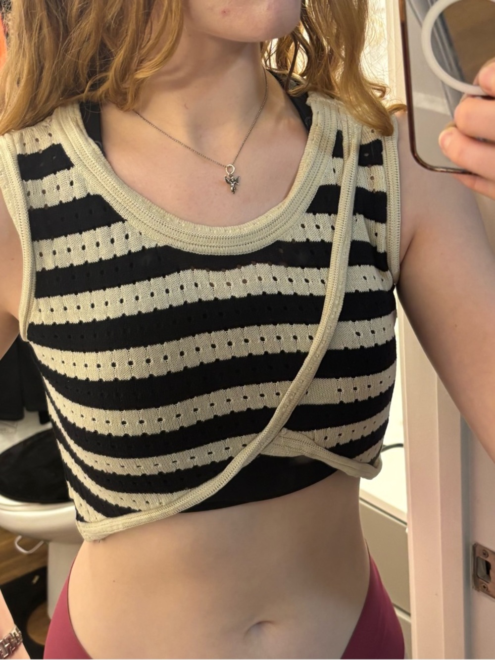 Cute alt Cropped Striped knit top